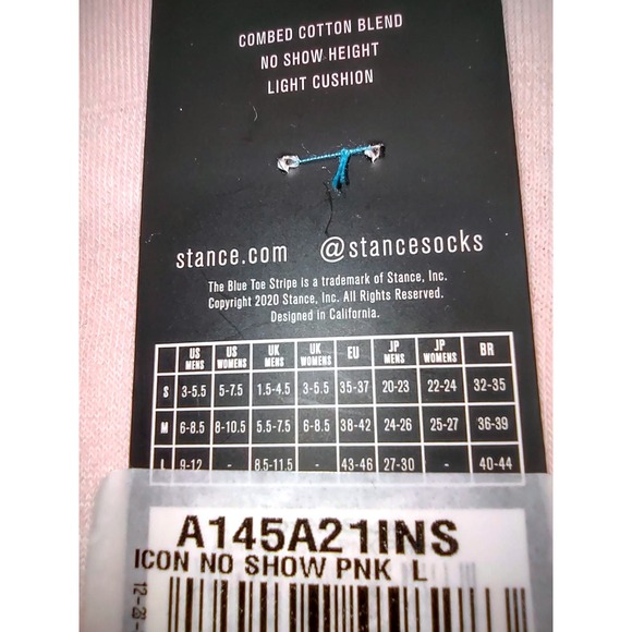 Stance Icon No Show Socks _ 2 Pair Pink Teal Blue Casual Combed Cotton Blend - L - Picture 4 of 5
